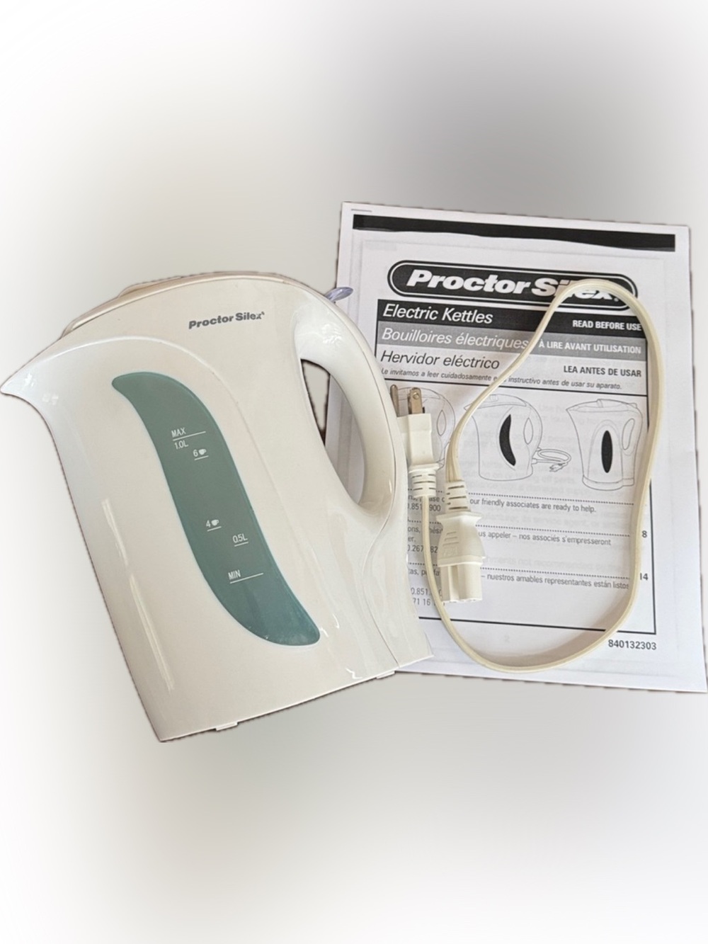 Proctor Silex ELECTRIC WATER KETTLE SAFETY  HEATER 1 Liter 6C 1000W White K2070Y